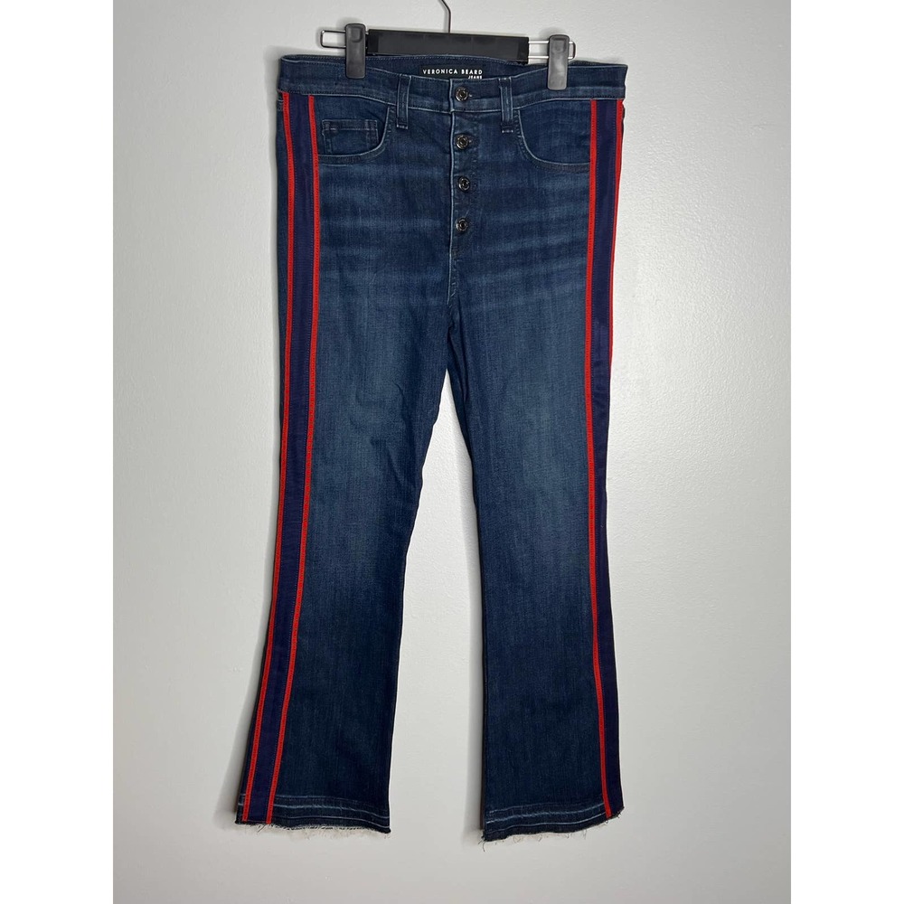 Veronica Beard Carolyn 10" Baby Boot Jeans Size 30 - Mid Rise Medium Wash Blue - Picture 2 of 14